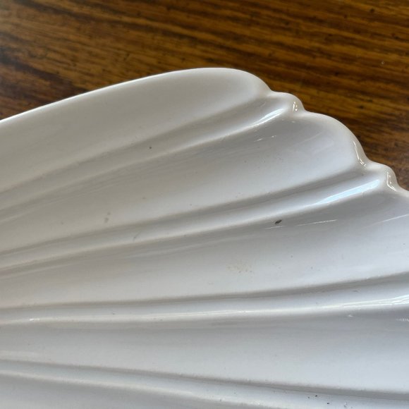Shell Shaped Scalloped White Ceramic Serving Dish Platter Large 14" Giftcraft - Picture 5 of 13